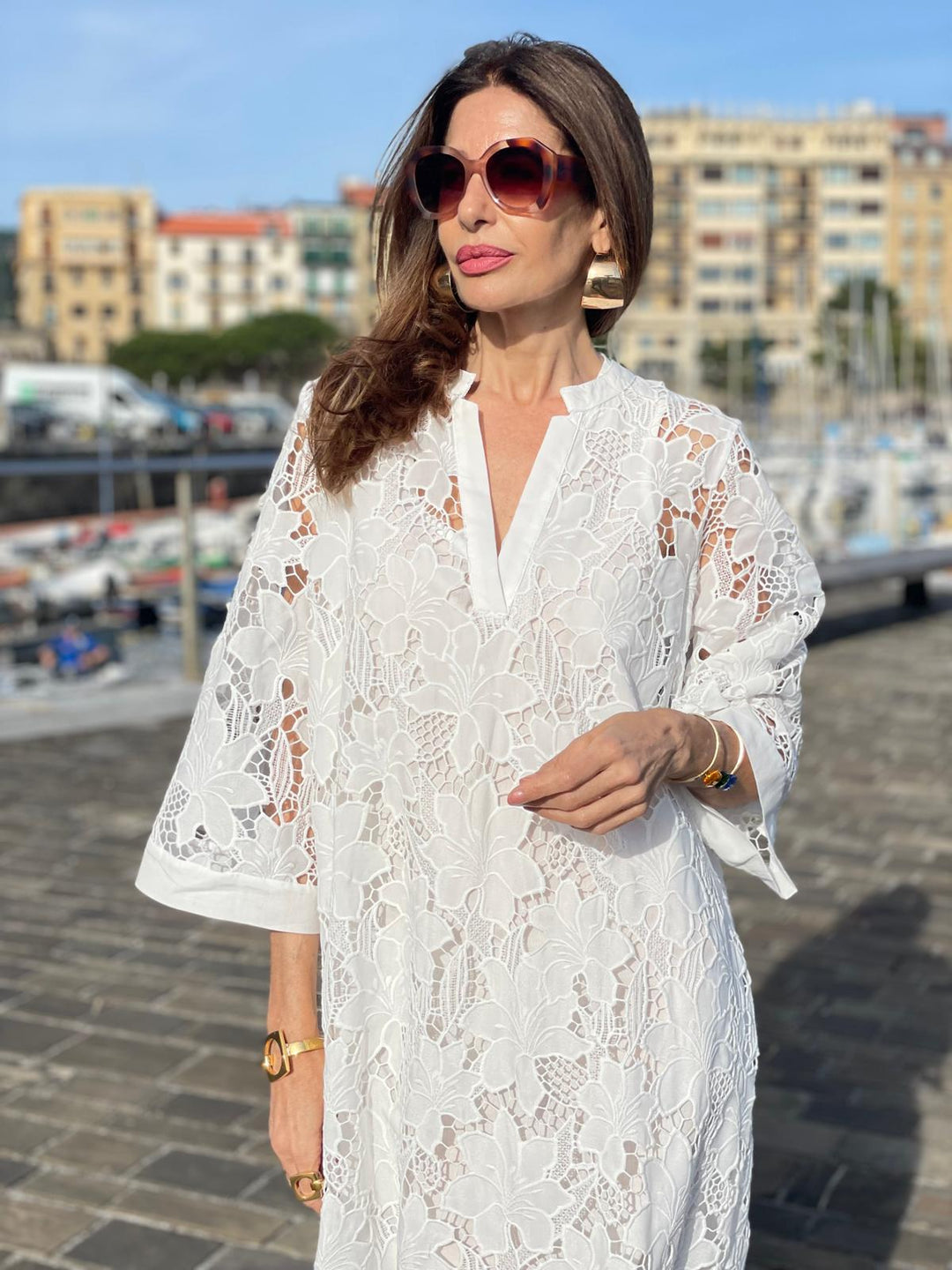 Luana Dress in White Lace