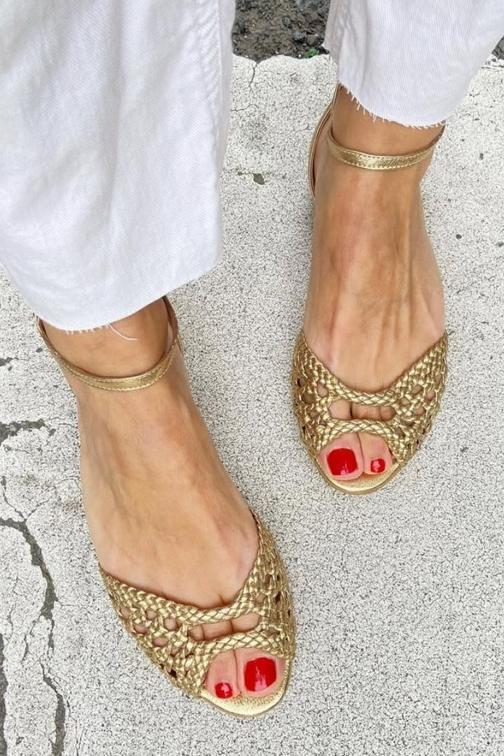 Isadora™ | Golden Woven Sandals