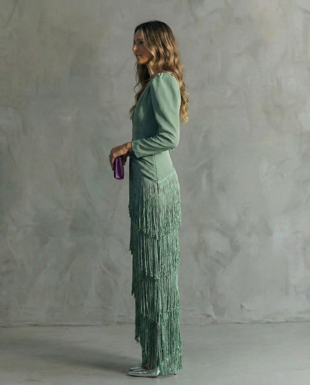 Chiara – Elegant Dress with Fringe Sleeves