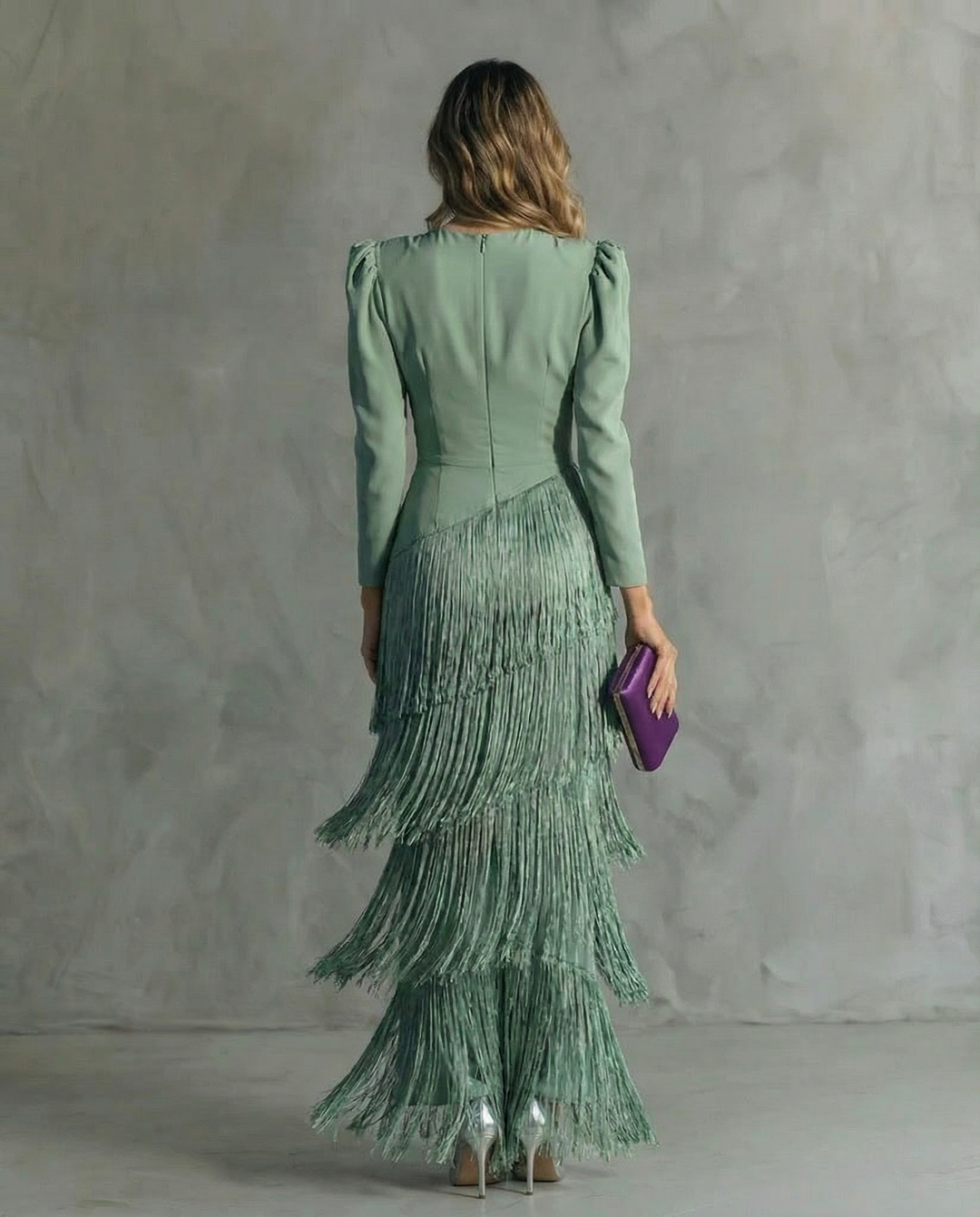 Chiara – Elegant Dress with Fringe Sleeves