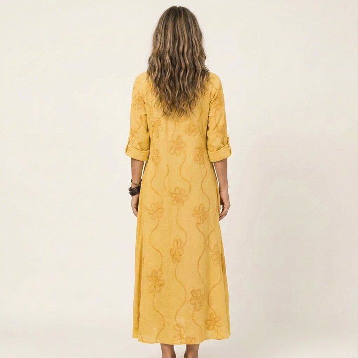 Mariam | Maxi Dress with Tonal Floral Embroidery