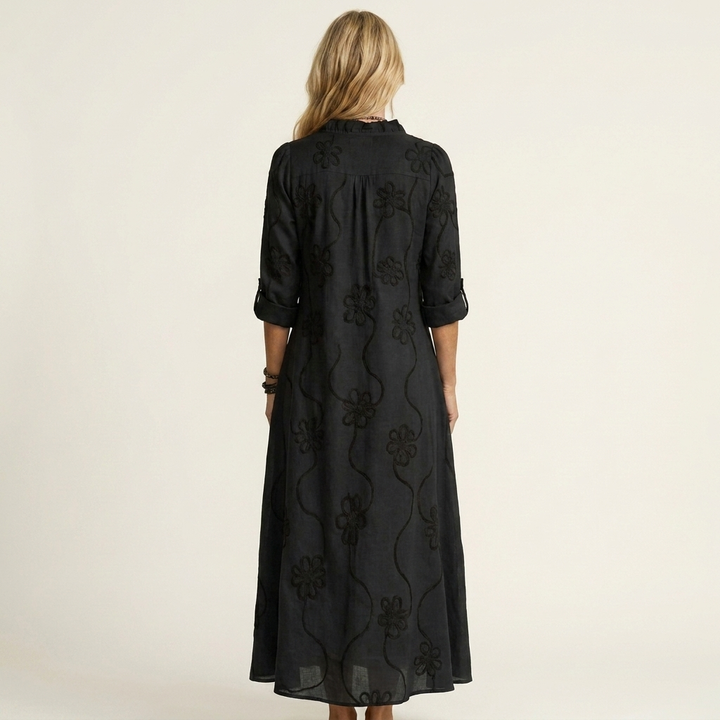 Mariam | Maxi Dress with Tonal Floral Embroidery