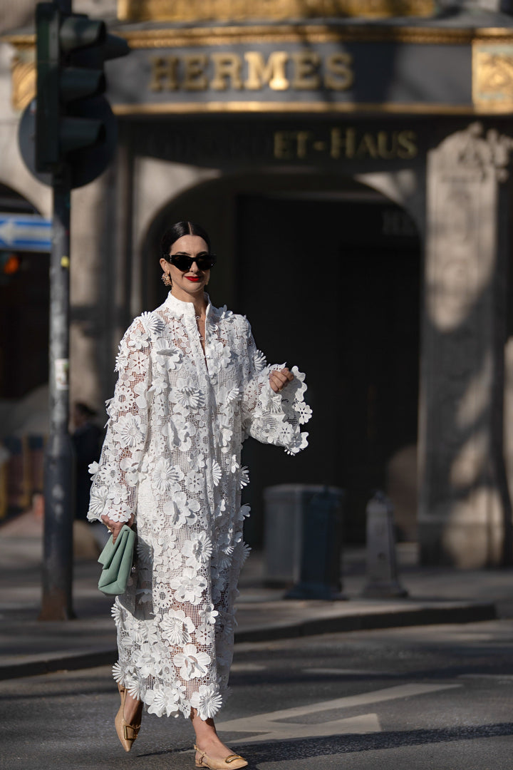 Estelle Dress in White Lace