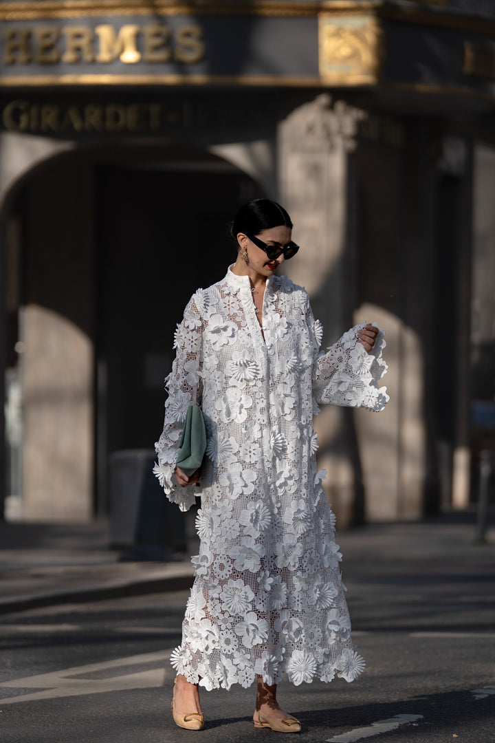Estelle Dress in White Lace